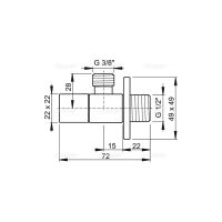 Вентиль угловой Alcaplast 1/2"×3/8" квадратный (ARV002)
