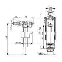Арматура сливная Alcaplast 3/8" со стоп кнопкой, боковая подводка (SA2000 3/8" CHROM)