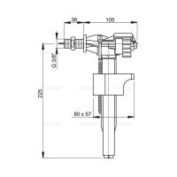 Клапан сливного бачка Alcaplast боковая подводка 3/8" (А15-3/8)