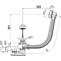 Слив-перелив для ванны Alcaplast полуавтомат 800 мм белый (A51BM-80)