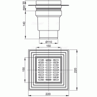 Трап для душа Alcaplast 150x150 вертикальный, хром (APV13)