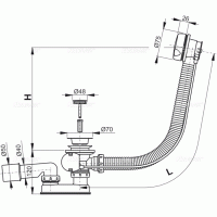 Слив-перелив для ванны Alcaplast полуавтомат 800 мм хром/белый (A51B-80)