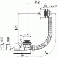 Слив-перелив для ванны Alcaplast автомат 800 мм черный матовый (A507BLACK-80)