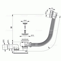Слив-перелив для ванны Alcaplast полуавтомат 800 мм хром (A55K-80-RU-01)