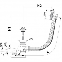Слив-перелив для ванны Alcaplast полуавтомат 800 мм бронза (A55ANTIC-80-RU-01)