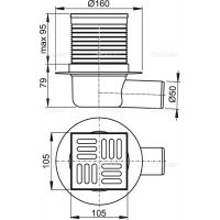 Трап для душа Alcaplast 105х105 горизонтальный, хром (APV31)