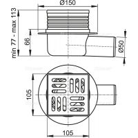 Трап для душа Alcaplast 105х105 горизонтальный, хром (APV26)