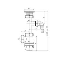 Сифон для раковины АНИ Пласт Юнг с отводом для бытовой техники, 32 мм (BM1300)