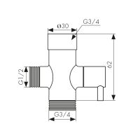 Дивертор для душевого рейлинга Kaiser керамический 3/4"-3/4"-1/2" (315)