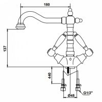 Смеситель для раковины Kaiser Vincent 31011 с двумя рукоятками, хром