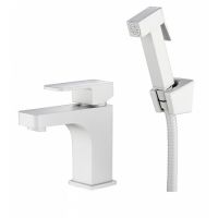 Смеситель для раковины Kaiser Sonat 34088-4 с гигиеническим душем, белый Смеситель для раковины Kaiser Sonat 34088-4 с гигиеническим душем, белый