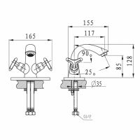 Смеситель для раковины Kaiser Trio 57011 двухвентильный, хром