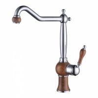 Смеситель для кухни (мойки) Kaiser Wood 61033 однорычажный, хром/дуб