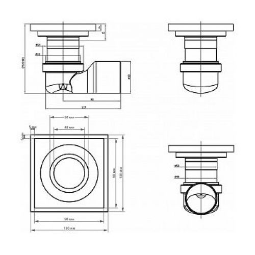 Трап для душа Magdrain \"сухой\" 100х100 мм горизонтальный, матовый хром ...