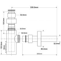 Сифон для раковины McAlpine бутылочный 32 мм, никель (CA32MINI-SN)