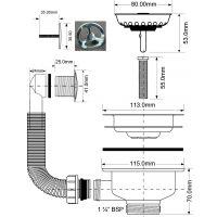 Слив-перелив для мойки McAlpine 40 мм, бронза (OF2-113SAB)