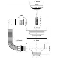 Слив-перелив для раковины McAlpine 113 мм белый (OF2-113S-PWG)
