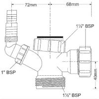 Тройник 40 с адаптером для бытовой техники McAlpine (40EBWM)