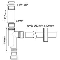 Сифон для раковины McAlpine трубный 32 мм, хром (CAT32-CB)