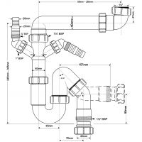 Сифон для раковины McAlpine с 2 отводами для бытовой техники, 40 мм (MRSK7-5571)