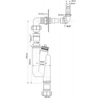 Сифон для стиральной машины McAlpine 32 мм с вентиляционным клапаном (OBT32-WM)