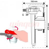 Клапан сливного бачка Wirquin JOLLYFILL боковая подводка, 3/8" с переходником 1/2" (10719170)