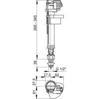 Клапан сливного бачка Alcaplast нижняя подводка 1/2" (А18 1/2)