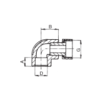 Угол полипропиленовый с накидной гайкой FV-Plast