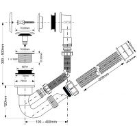 Слив-перелив для ванны McAlpine автомат 500 мм (MRB4CB)
