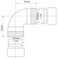 Отвод компрессионный McAlpine угол 90° хром