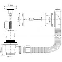 Слив-перелив для ванны McAlpine автомат 500 мм (MRB10-A)