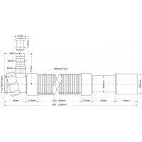Гофра для сифона McAlpine раздвижная 40мм L600-1500 мм (MRMF2-15)