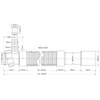 Гофра для сифона McAlpine раздвижная 40мм L300-500 мм (MRMF205W)
