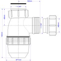 Сифон для раковины McAlpine бутылочный 40 мм (MRSK2-NW-mini)