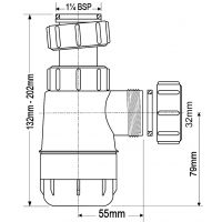 Сифон для раковины McAlpine бутылочный 32 мм (MRW2-NW)