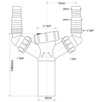 Вставка для сифона McAlpine с 2-мя отводами для бытовой техники 40 мм (tee4)