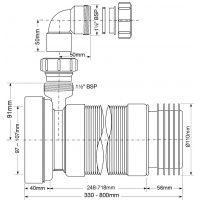 Гофра для унитаза McAlpine с отводом 40 мм L330-800 мм (MRWC-F33RD)
